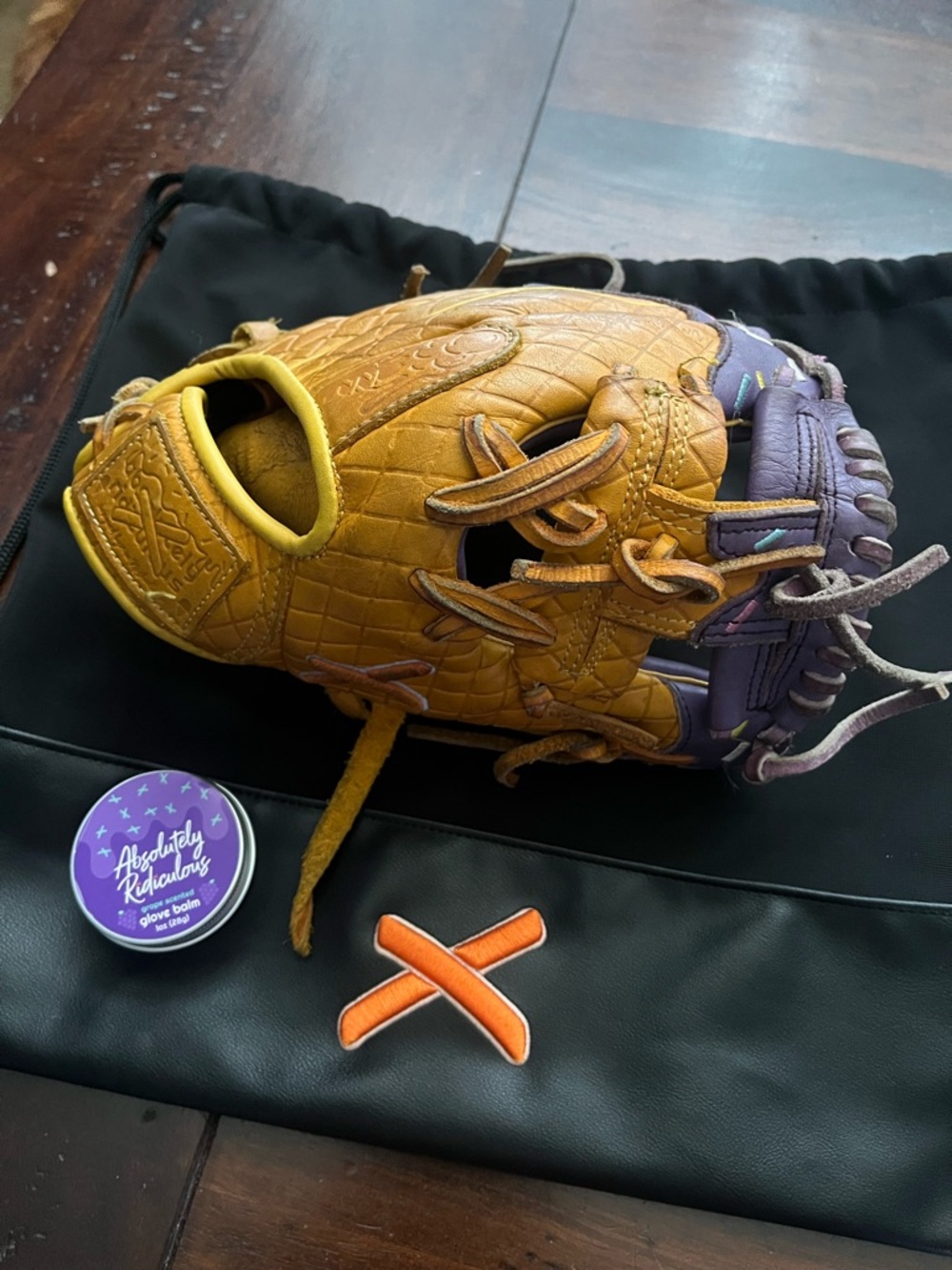 Youth Two-Tone Yellow & Purple Baseball Glove